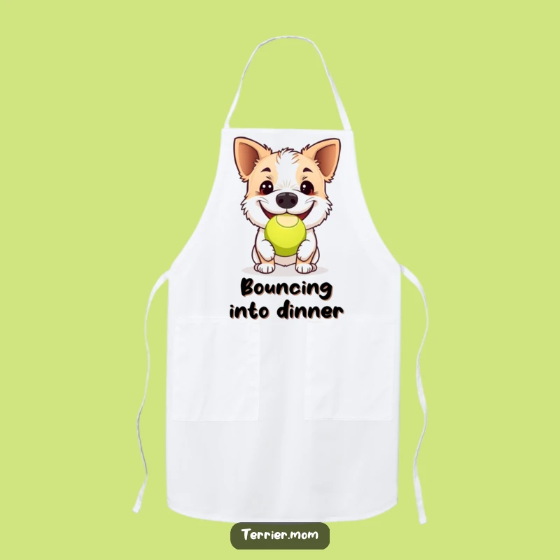 Funny Grinning Terrier Tennis Ball Apron: Hilarious Dog Gift for Cooks!
