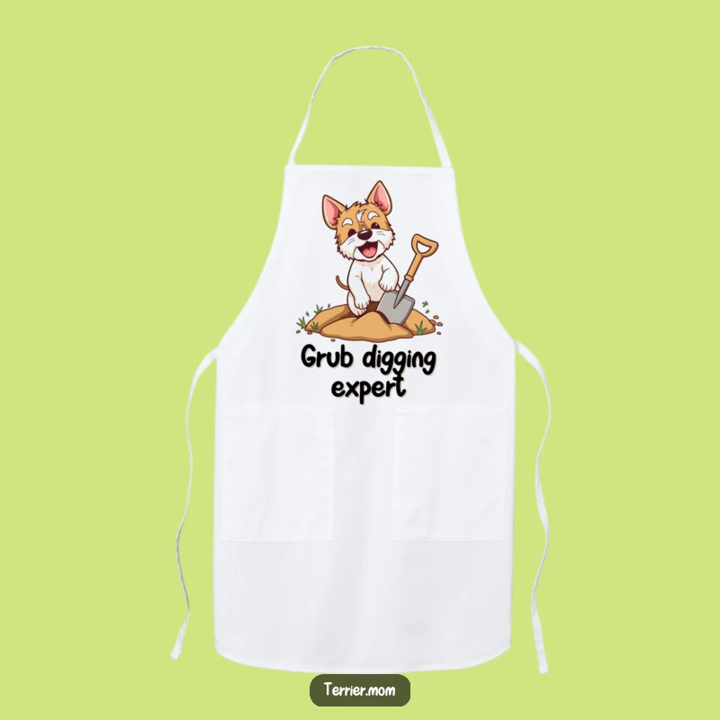 Funny Digging Terrier Apron - Energetic Dog Shovel Chef's Helper Gift