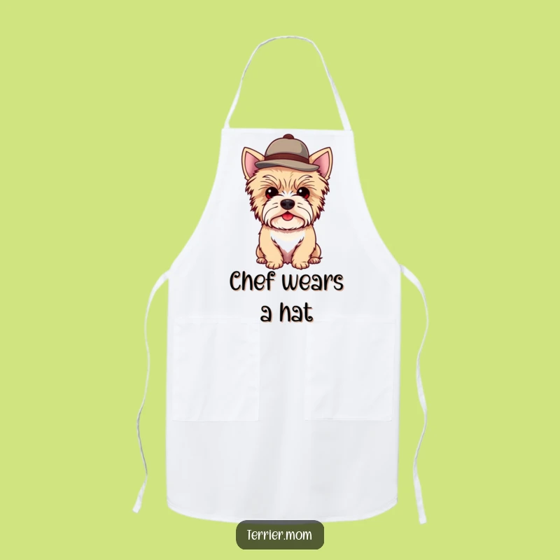 Funny Kawaii Terrier Dog Apron: Cook With Dapper Flair and a Jaunty Hat!