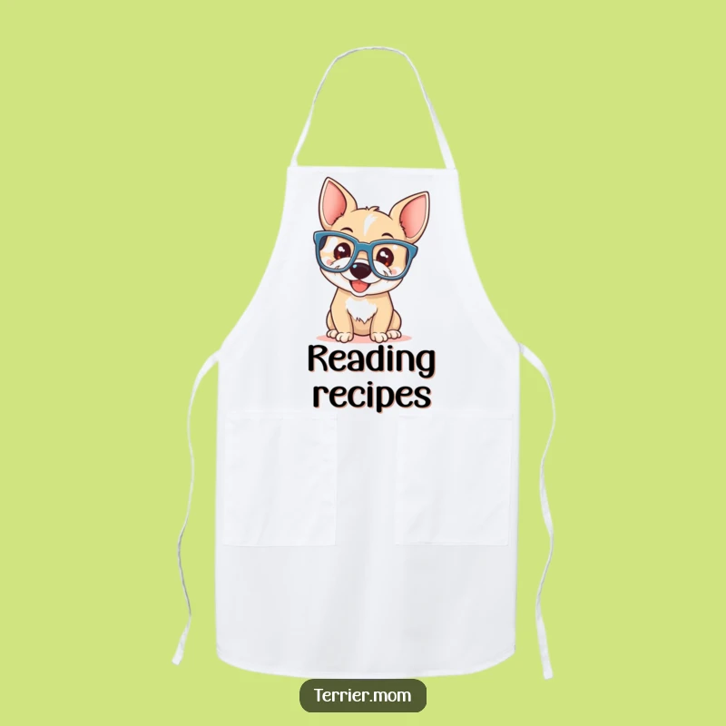 Funny Terrier Chef Apron: Glasses Dog Kitchen Bib, Cooking Gift