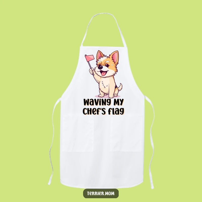Funny Terrier Dog Apron: Cheerful Flag Waving Kitchen Accessory Gift