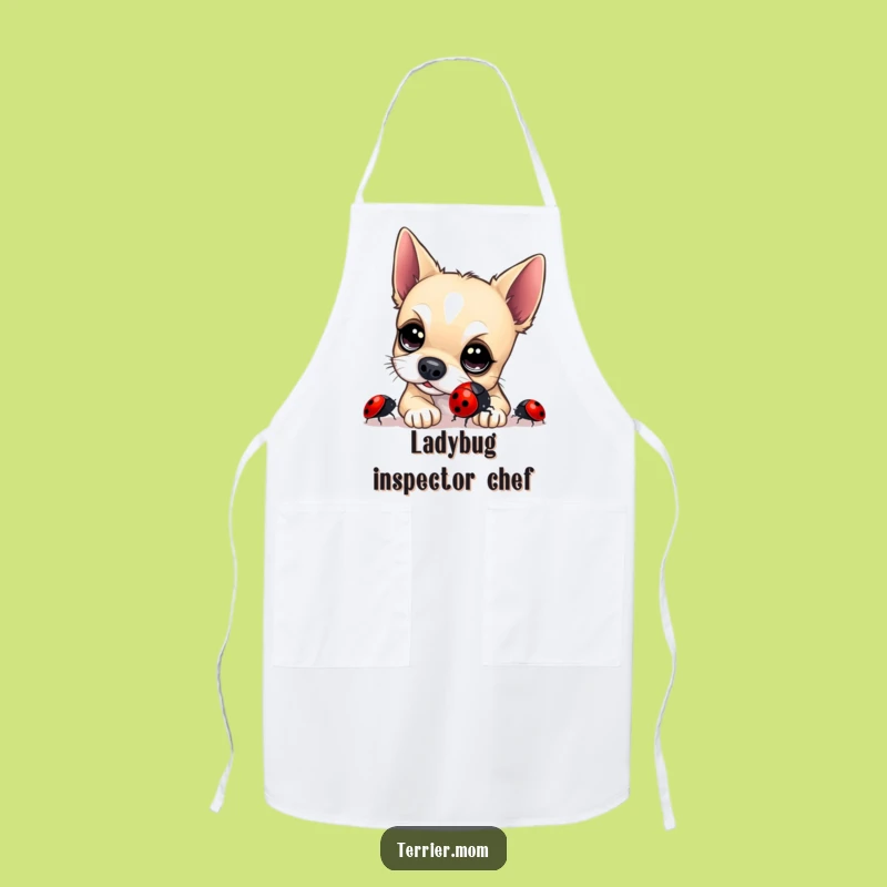 Funny Terrier Ladybug Apron: Cute Chef Dog Kitchen Accessory, Humorous Cooking Gift