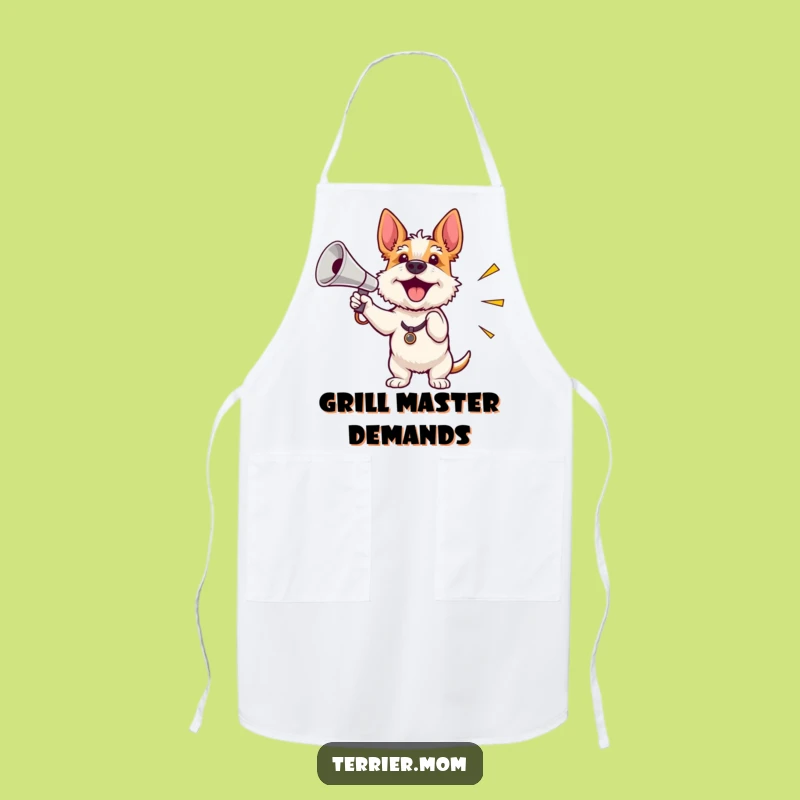 Funny Terrier Megaphone Apron: Rally Your Kitchen with Enthusiastic Humor