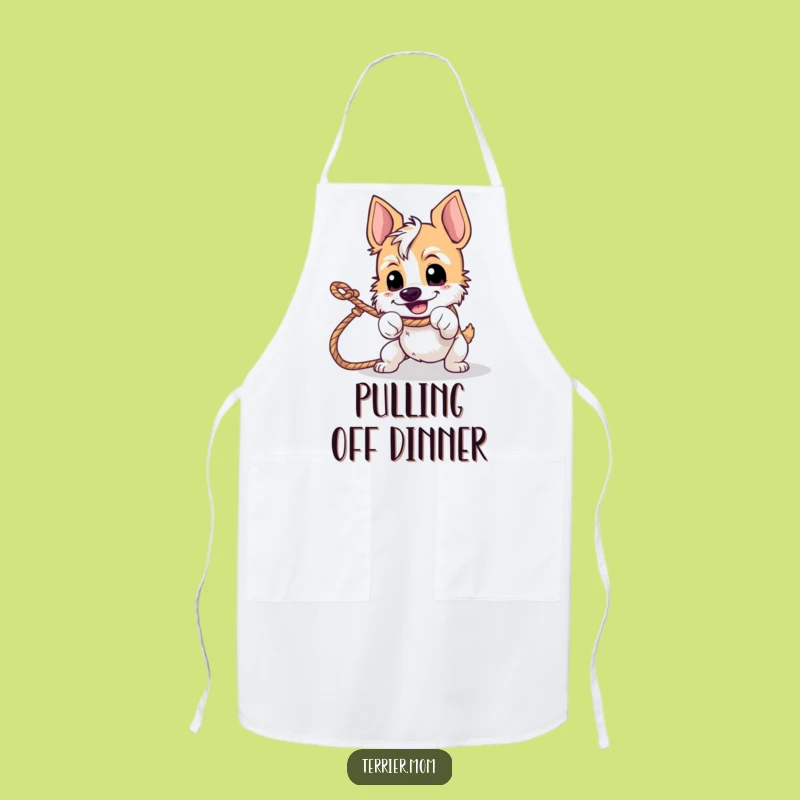 Funny Tug-of-War Terrier Apron - Play Hard in the Kitchen