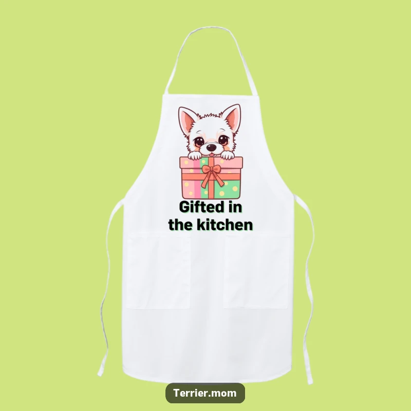 Funny Kawaii Terrier Apron: Gift Box Chef, Chef Dog Lover Gift