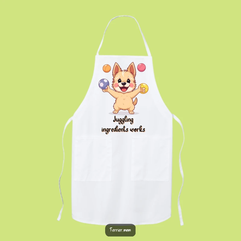 Funny Happy Terrier Dog Apron: Juggling Chef, Hilarious Kitchen Funny Gift