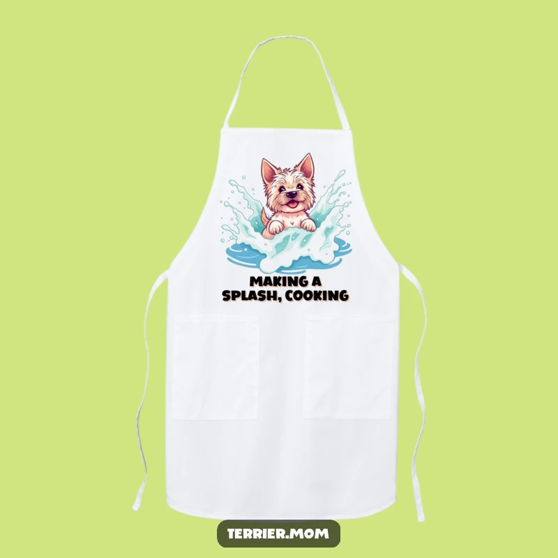 Funny Terrier Wave Splash Apron - Cook with Beach Fun Gift