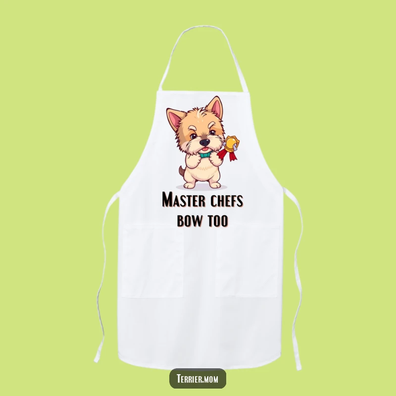 Funny Terrier Award Bow Apron: Hilarious Dog Chef Gift for Theatrical Cooks!