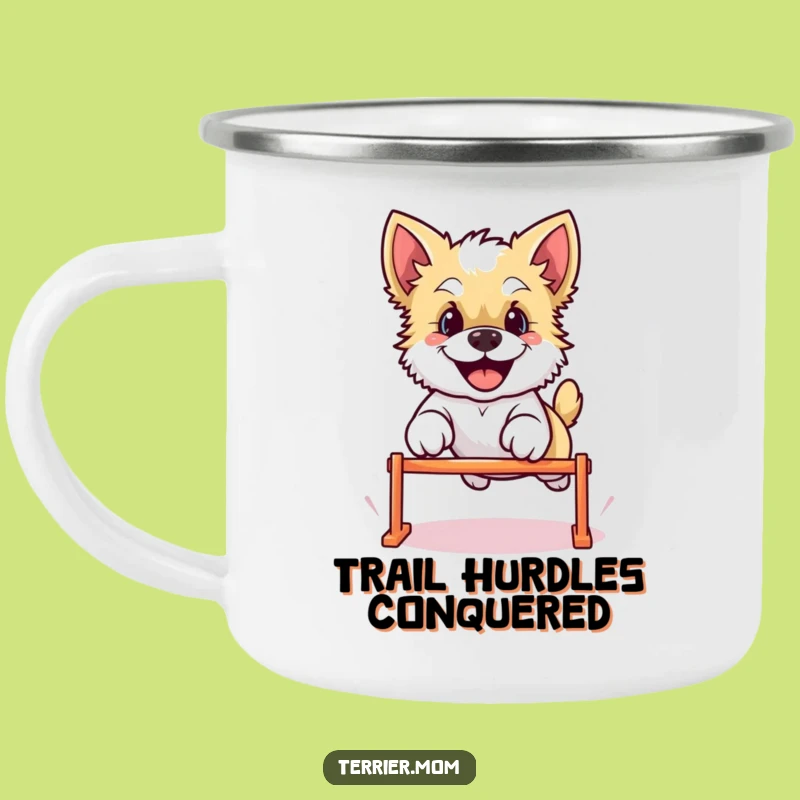 Adventure Funny Kawaii Terrier Dog Camping Mug - Outdoor Leaping Gift