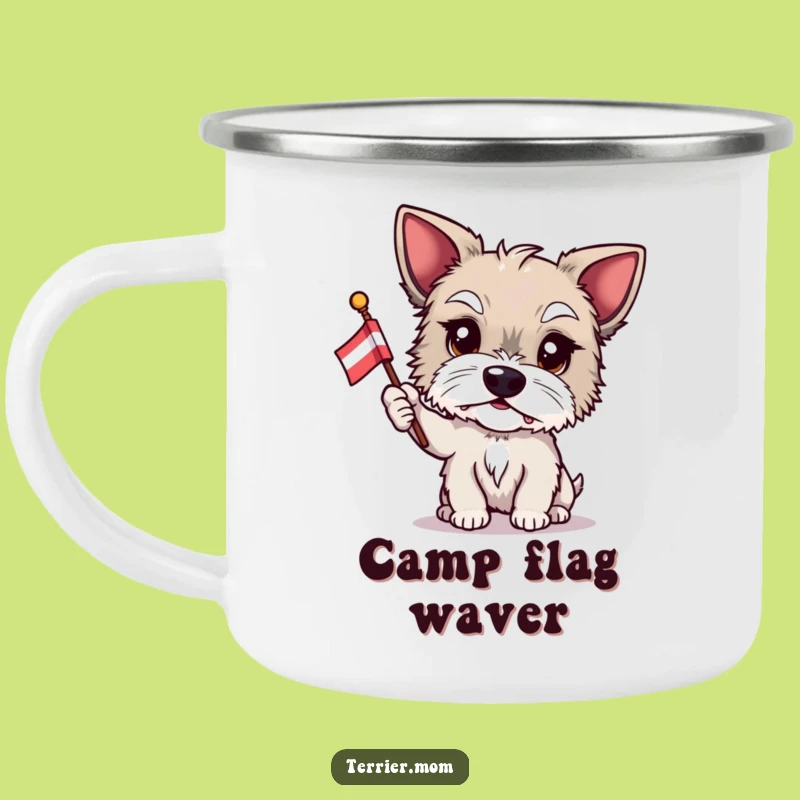 Funny Terrier Flag Camping Mug: Patriotic Adventures, Perfect Humorous Gift