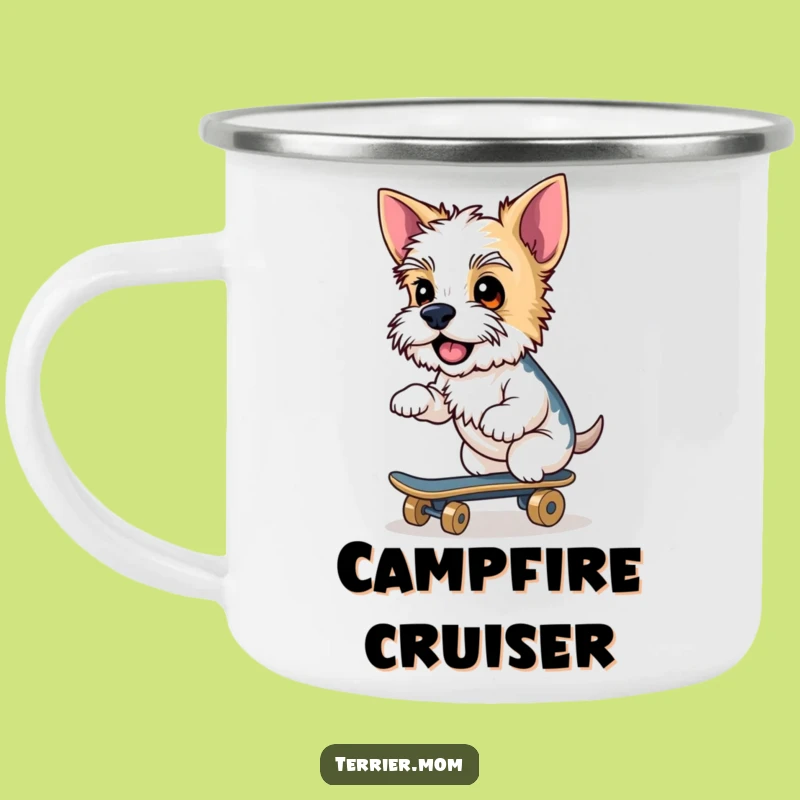 Funny Terrier Skateboard Camping Mug: Cool Adventures, Perfect Humorous Gift