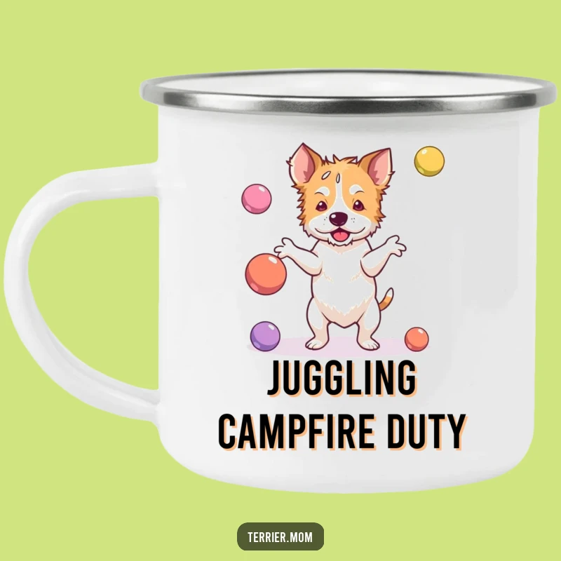 Campfire Juggling: Funny Juggler Terrier Camping Mug for Outdoorsy Fails!