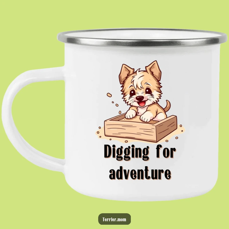 Durable Funny Terrier Camping Mug: Digging Adventure, Outdoor Dog Gift