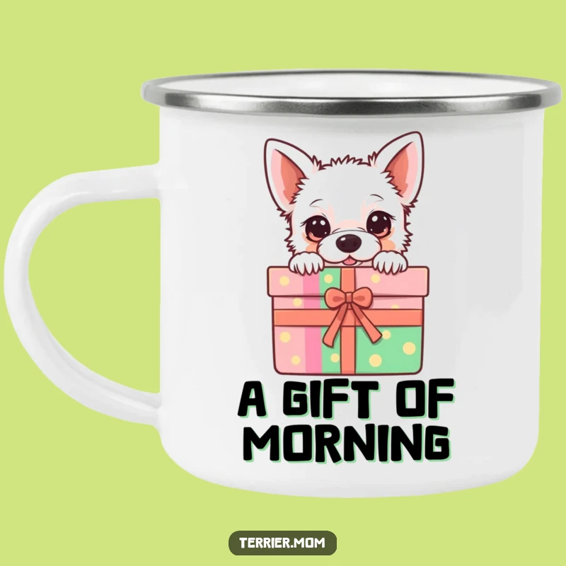 Durable Funny Kawaii Terrier Camping Mug: Gift Adventure, Outdoor Dog Gift