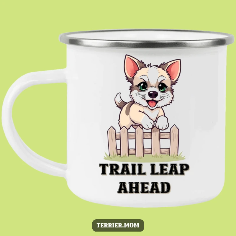 Durable Funny Leaping Terrier Camping Mug - Adventure Fuel for Dog Lovers
