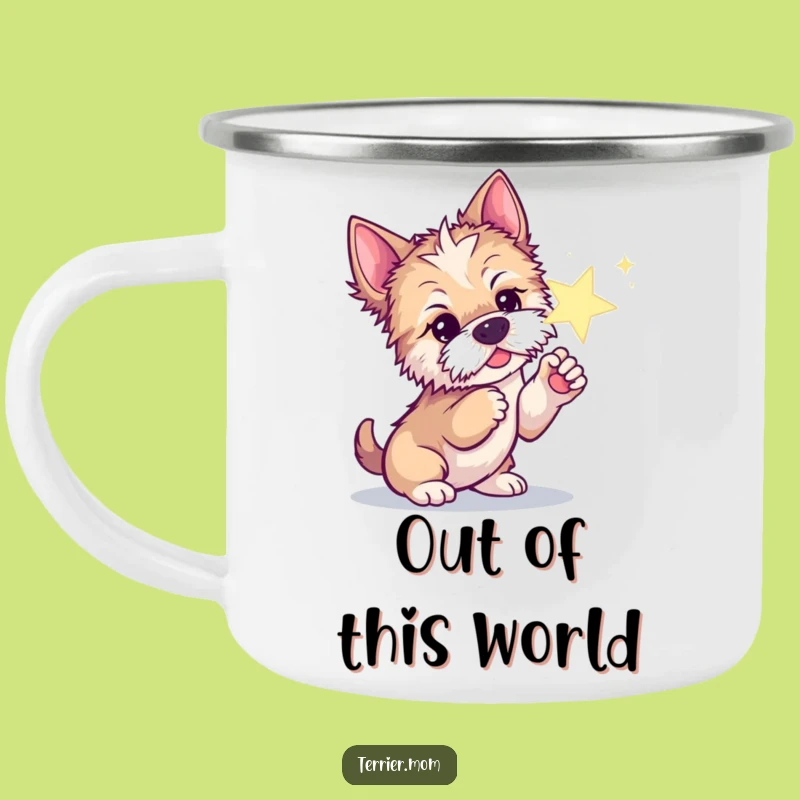Funny Curious Terrier Camping Mug - Adventure & Whimsical Dog Drinkware Gift
