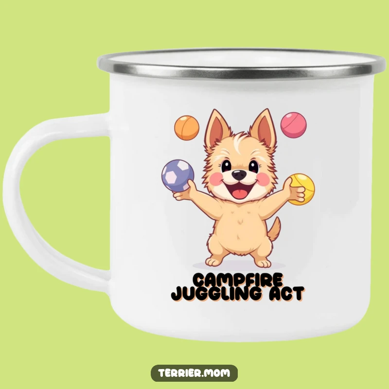 Funny Happy Terrier Dog Camping Mug: Juggler's Brew, Rugged Funny Gift