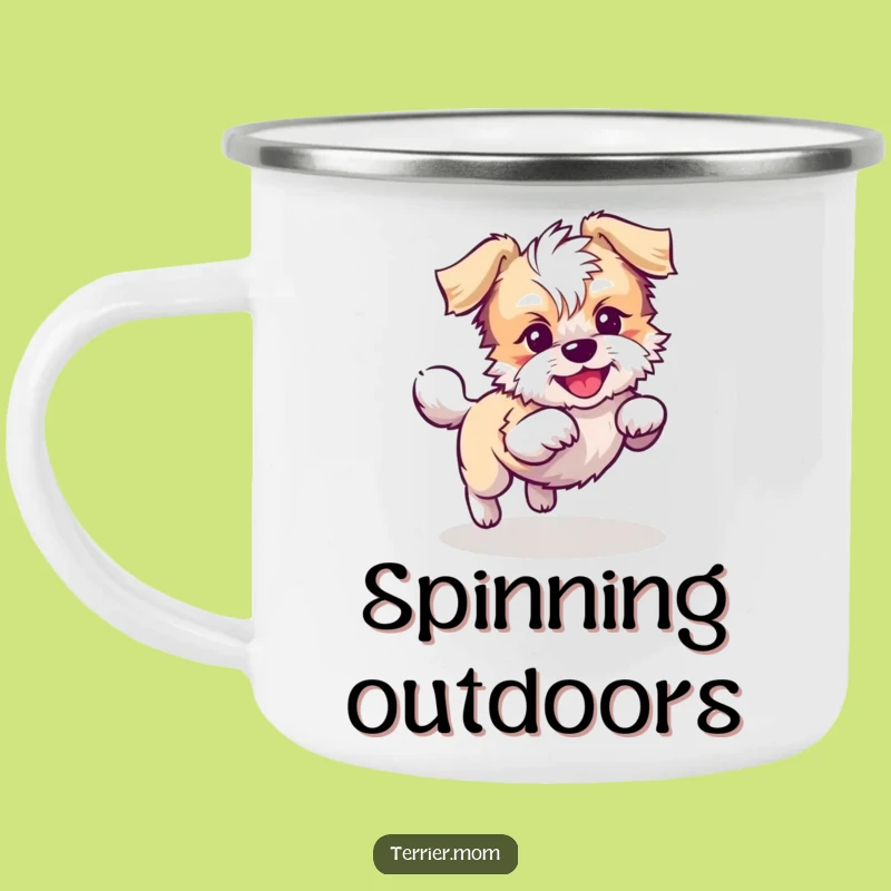 Funny Kawaii Terrier Dog Camping Mug: Chasing Adventures