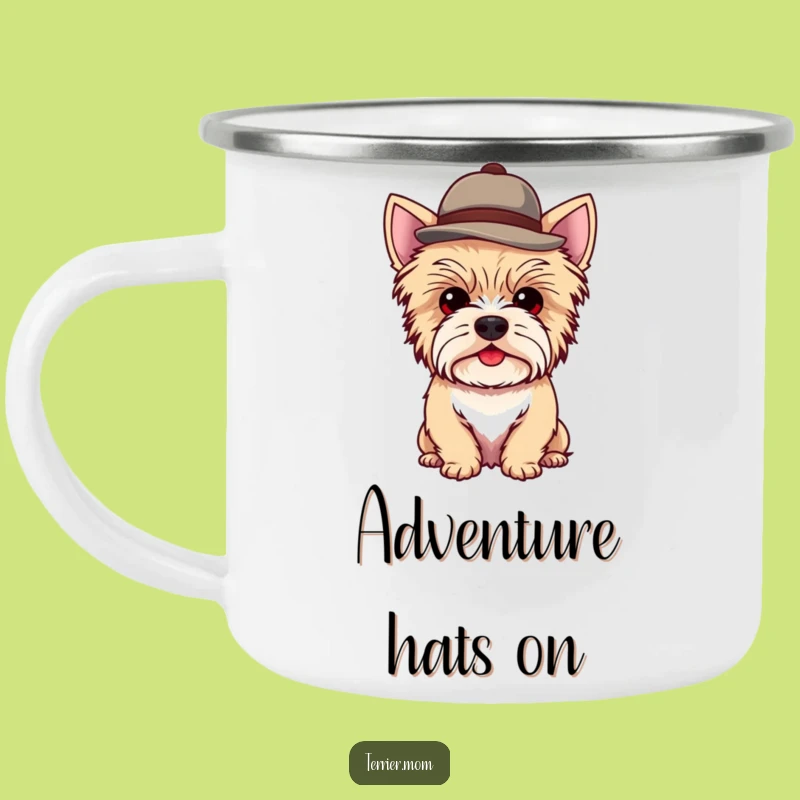 Funny Kawaii Terrier Dog Camping Mug: Dapper Sips for Outdoor Adventures