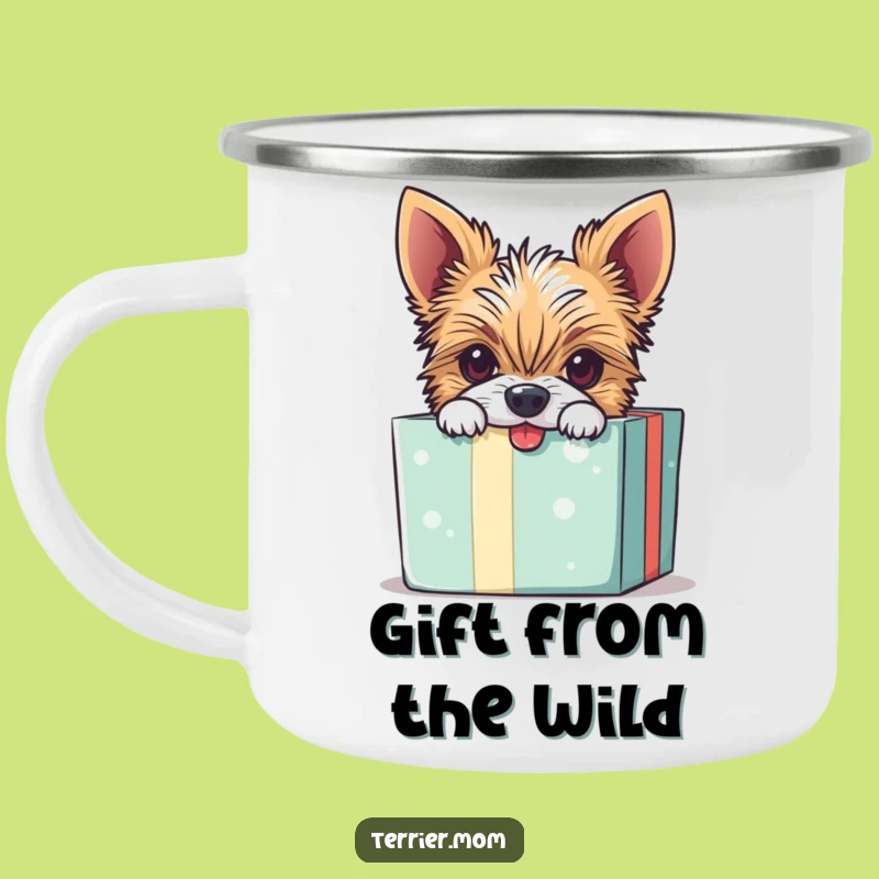 Funny Mischievous Terrier Camping Mug - Adventure & Hilarious Dog Drinkware Gift