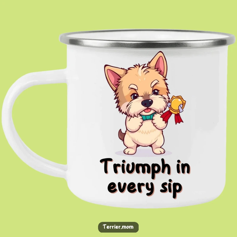Funny Terrier Award Bow Camping Mug: Rugged and Hilarious Dog Gift for Adventurers!