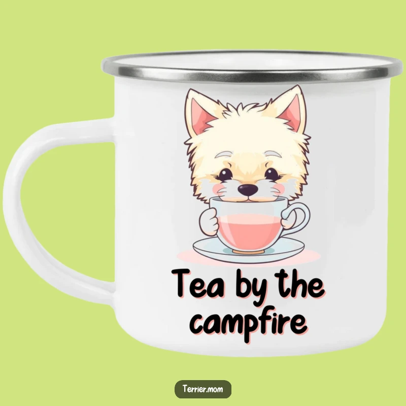 Funny Terrier Dog Camping Mug: Contented Sips Tiny Teacup Outdoor Gift