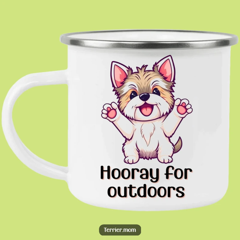 Adventure Funny Kawaii Terrier Hooray Camping Mug - Outdoor Cheer Gift