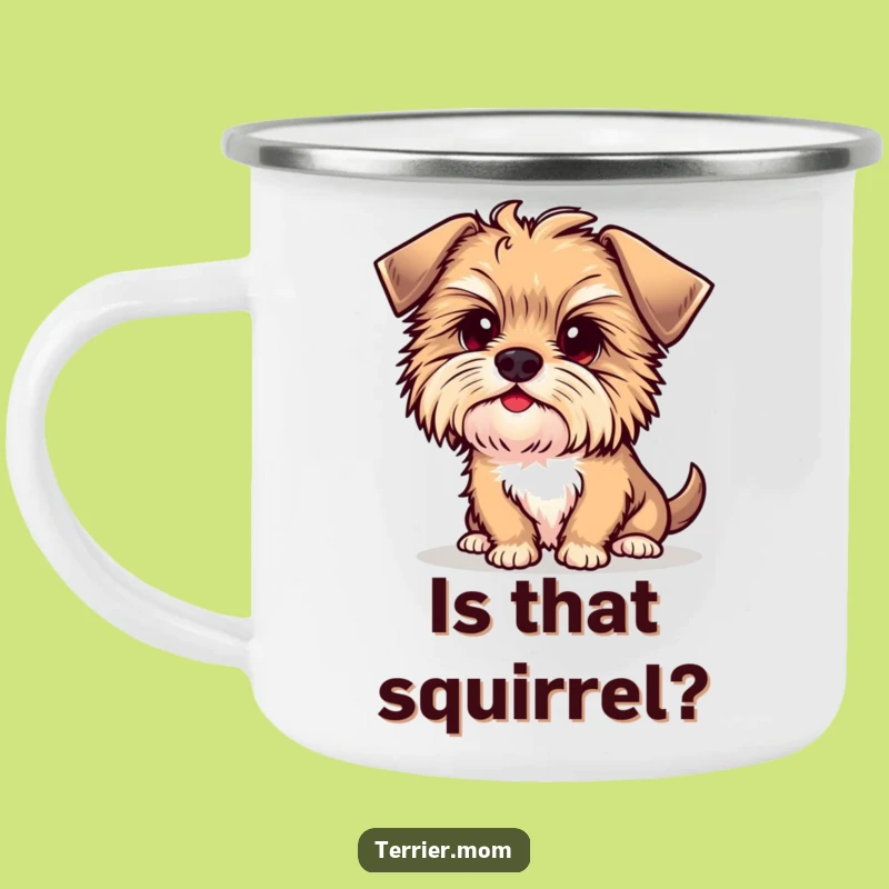 Durable Funny Kawaii Terrier Camping Mug - Curious Dog, Adventure Ready Gift