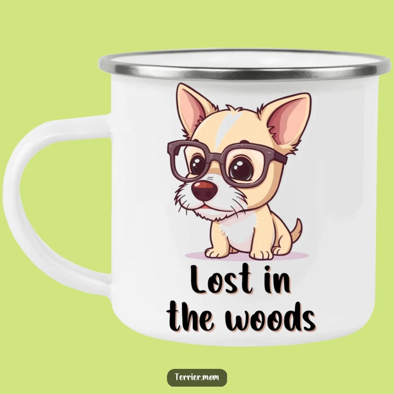 Funny Terrier Glasses Camping Mug: Rugged and Hilarious Dog Gift for Explorers!