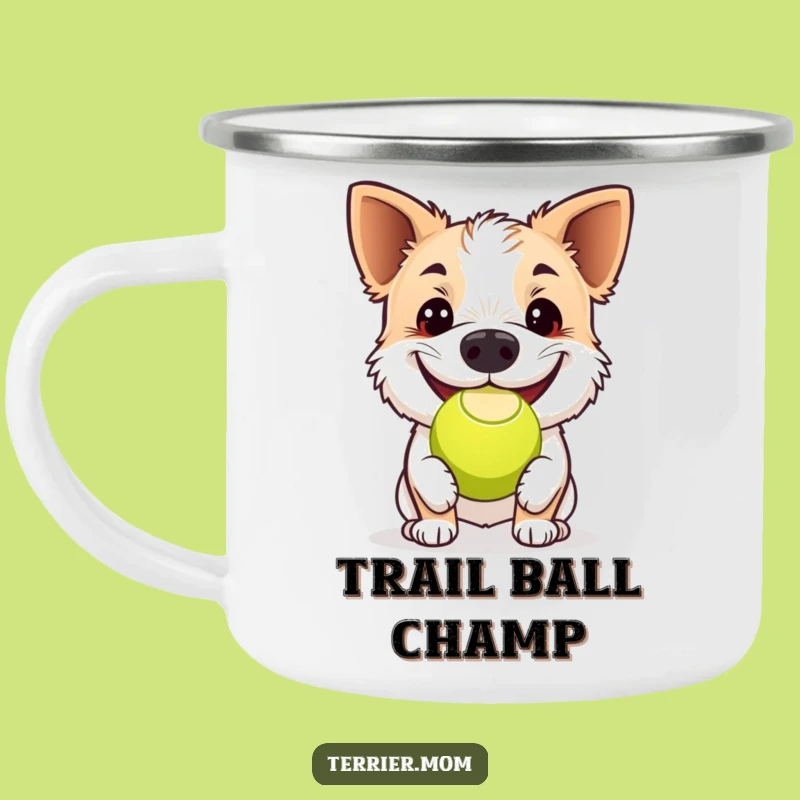 Funny Grinning Terrier Tennis Ball Camping Mug: Rugged and Hilarious Dog Gift!