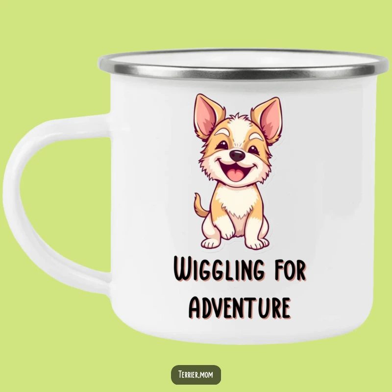 Funny Wiggly Terrier Enamel Camping Mug: Adventure with Excitement!