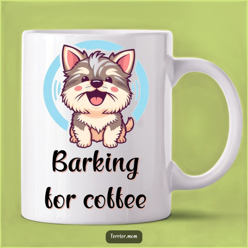 Funny Kawaii Terrier Dog Mug: Hear the Joy with a Barking Sound Wave Gift!