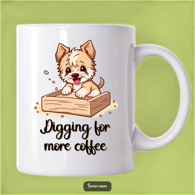 Funny Terrier Digging Mug: Happy Sandbox Mess, Playful Dog Lover Gift
