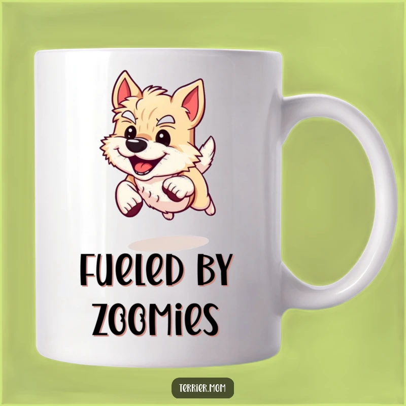 Funny Energetic Terrier Dog Mug: Happy Sprinting Pup, Perfect Funny Gift for Active People