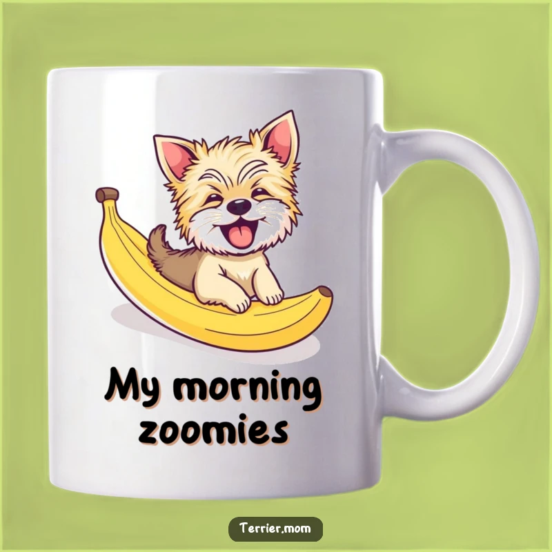 Funny Giggling Terrier Dog Banana Peel Slide Mug - Hilarious Pet Gift