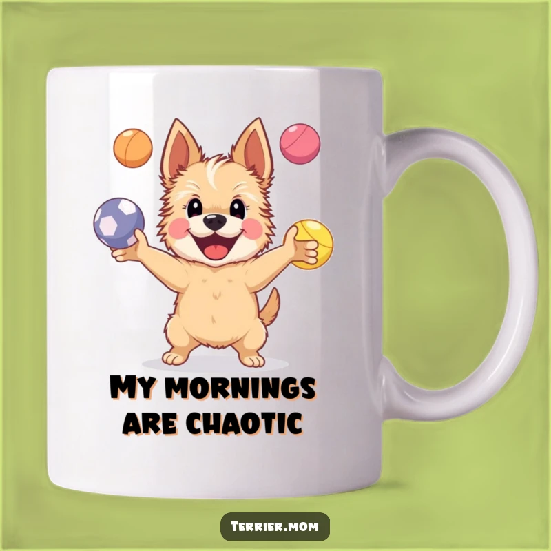Funny Happy Terrier Dog Mug: Juggling Pup, Perfect Funny Gift for Multitaskers