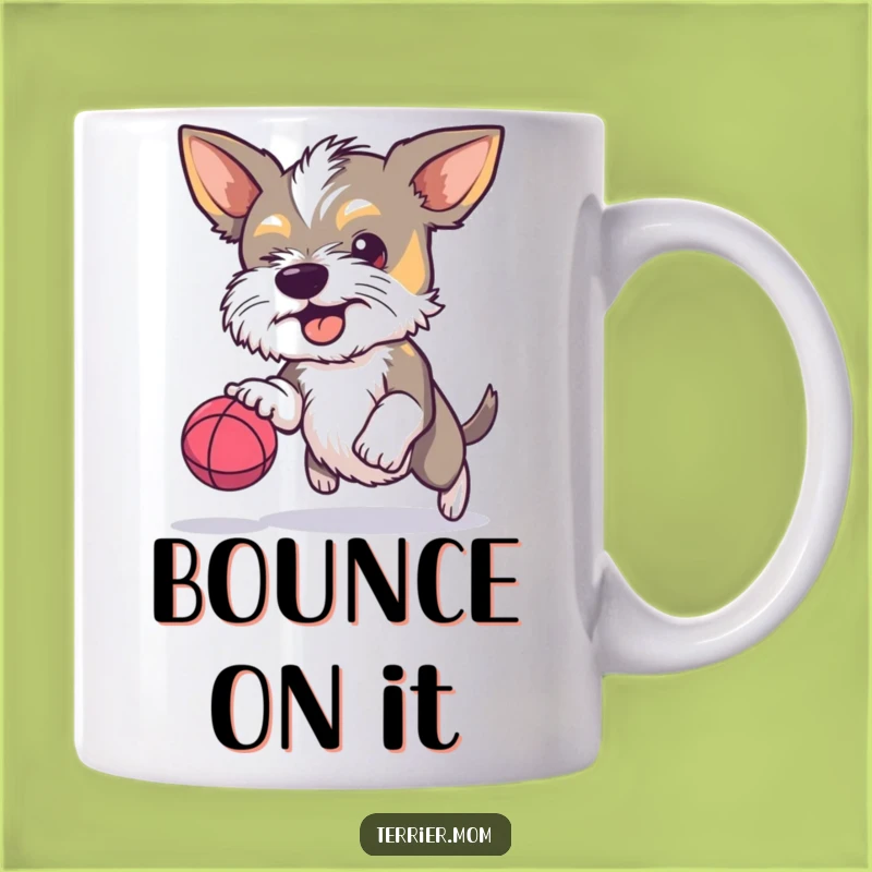 Funny Terrier Bouncy Ball Mug: Determined Pup, Perfect Humorous Gift