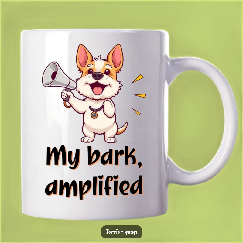 Funny Terrier Megaphone Rally Mug: Cheer with Enthusiastic Surprise Gift