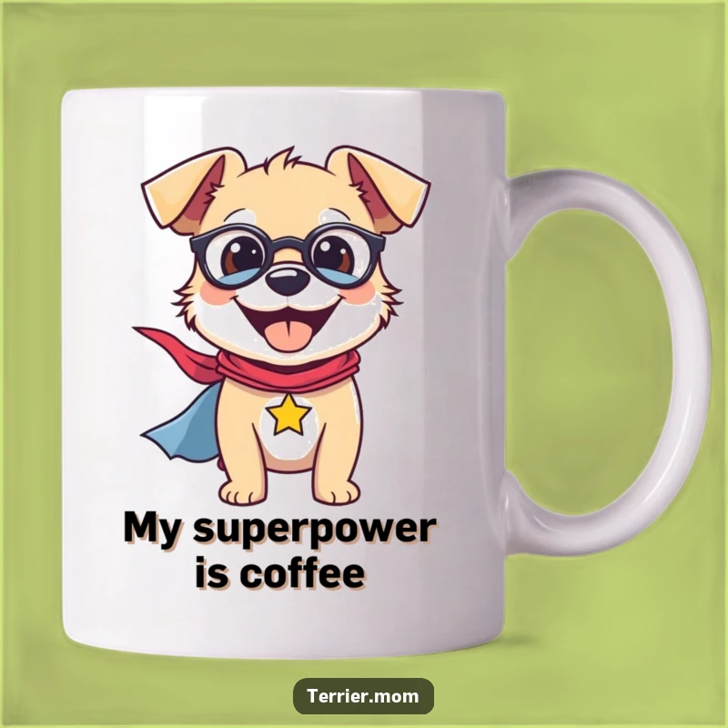 Funny Terrier Superhero Mug: Smiling Hero, Amazing Dog Lover Gift