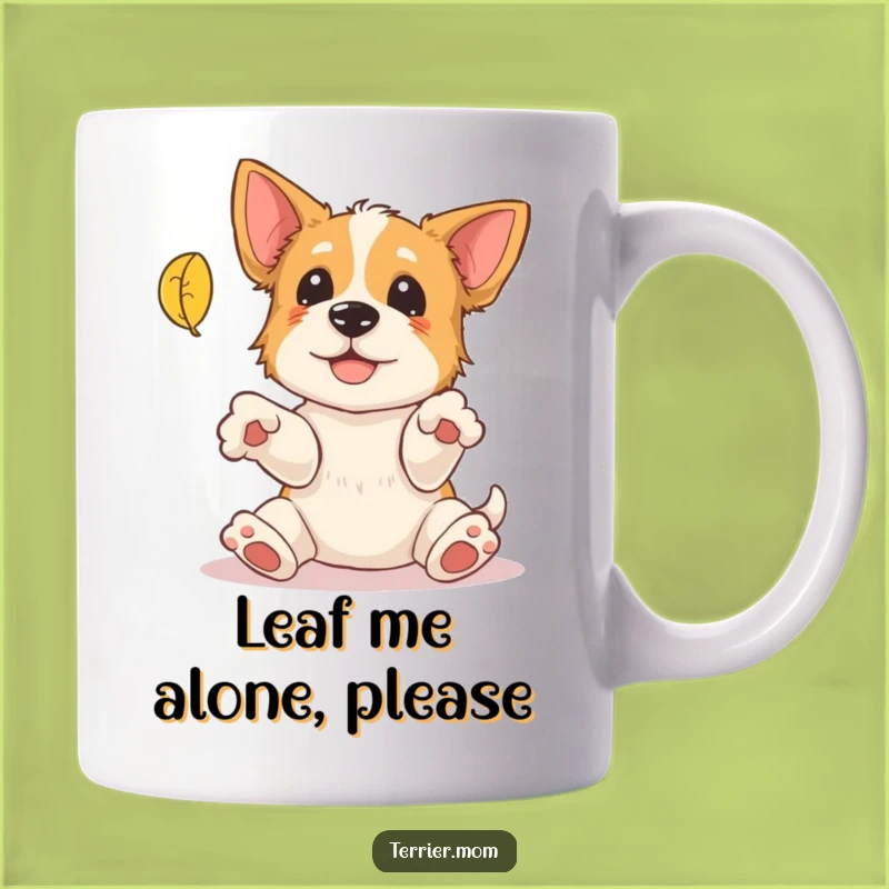 Funny Terrier Leaf Catching Mug: Playful Dog Gift, Autumn Humor Mug for Dog Lovers