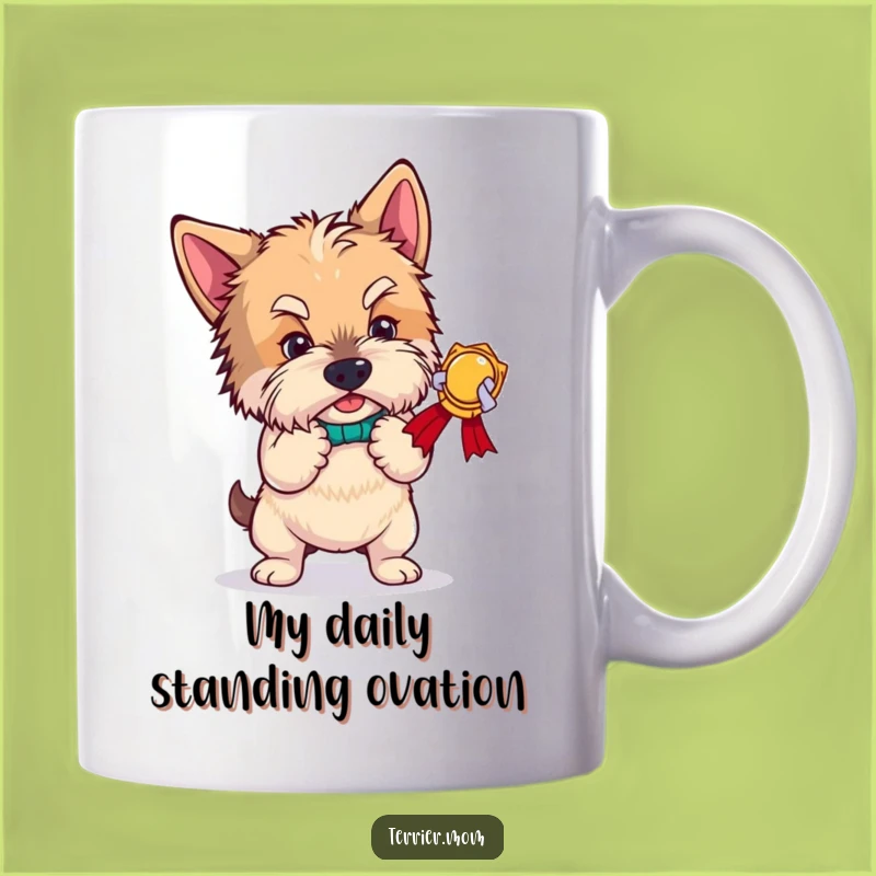 Funny Terrier Award Bow Mug: Hilarious Dog Gift for Drama Lovers!