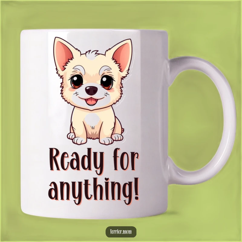 Funny Kawaii Terrier Dog Mug: Alert & Happy Pup - Perfect Gift!