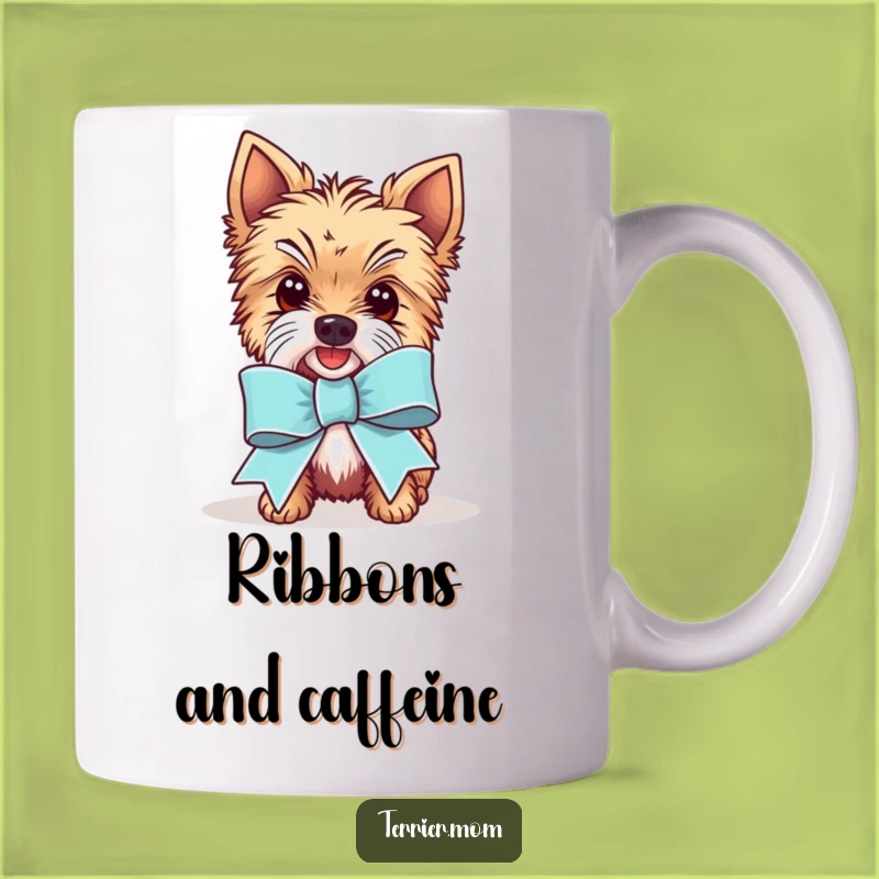Funny Kawaii Terrier Ribbon Mug - Big Celebration Dog Gift