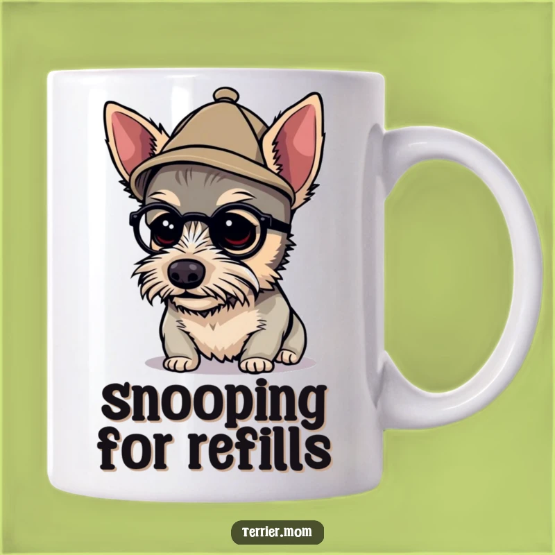 Funny Detective Terrier Mug - Tiny Hat Sleuth Dog Gift