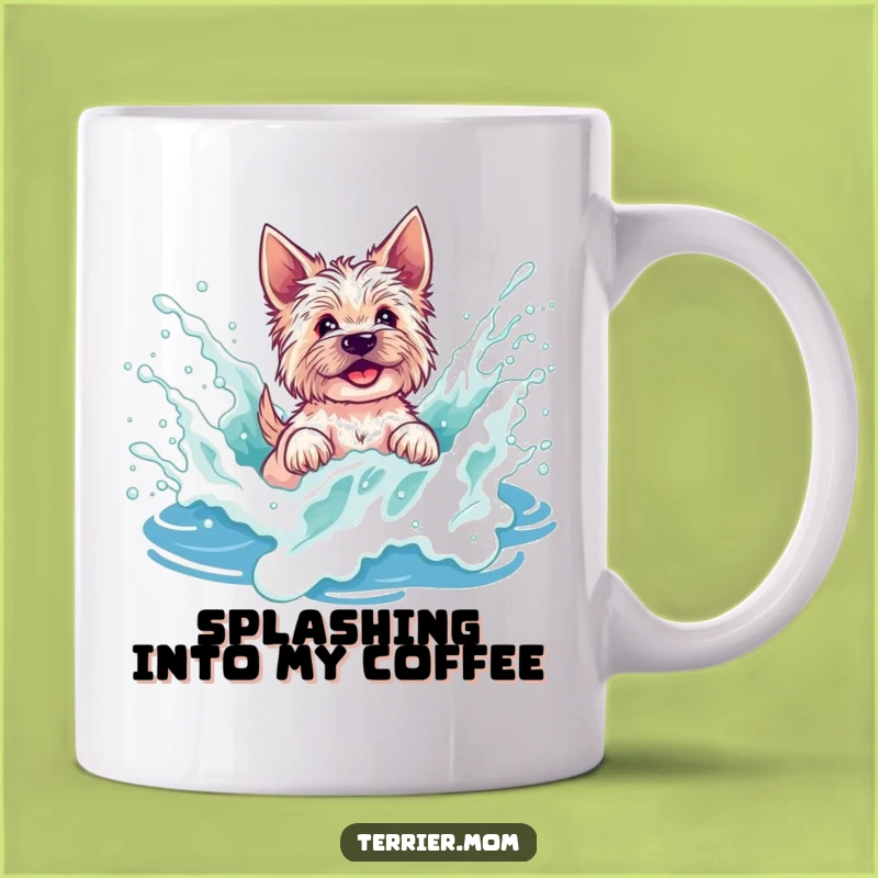 Funny Terrier Wave Splash Mug - Joyful Beach Dog Gift for Surfers