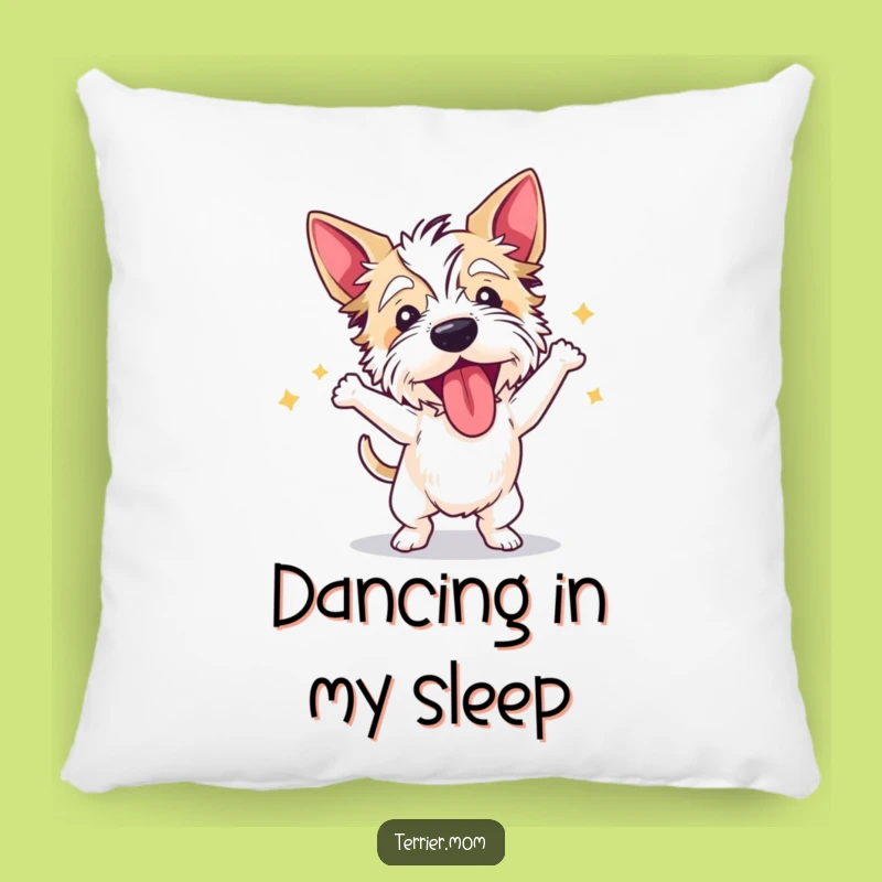 Comfy Dancer: Funny Dancing Terrier Pillow for Cozy Celebrations!