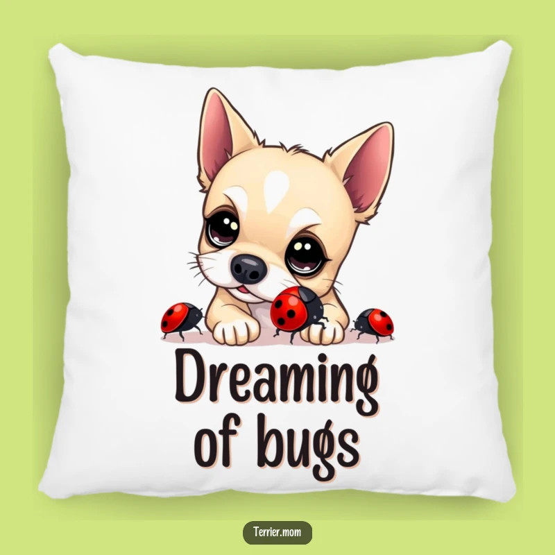 Funny Terrier Ladybug Pillow: Cute Dog Accent Pillow, Humorous Canine Home Decor Gift