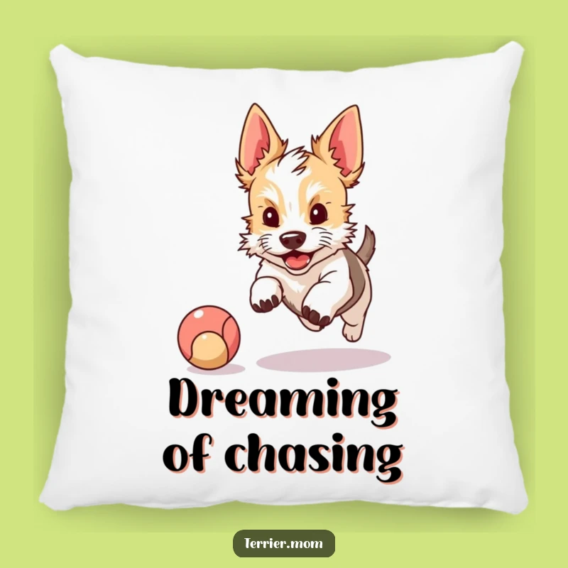 Funny Terrier Pillow: Kawaii Dog Chasing Ball, Cozy Playtime Gift