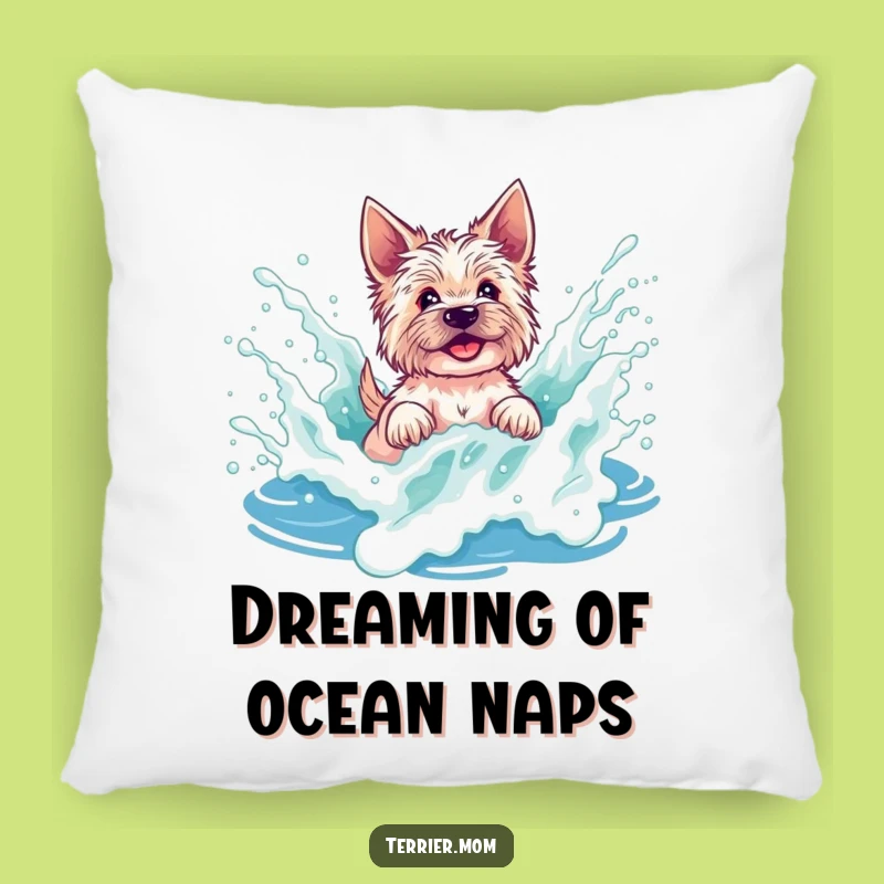 Soft Funny Terrier Wave Splash Pillow - Cozy Beach Dog Gift