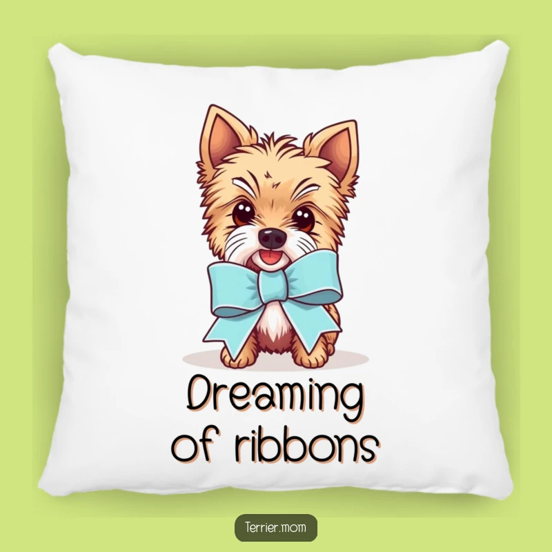 Soft Funny Kawaii Terrier Ribbon Pillow - Plush Celebration Decor